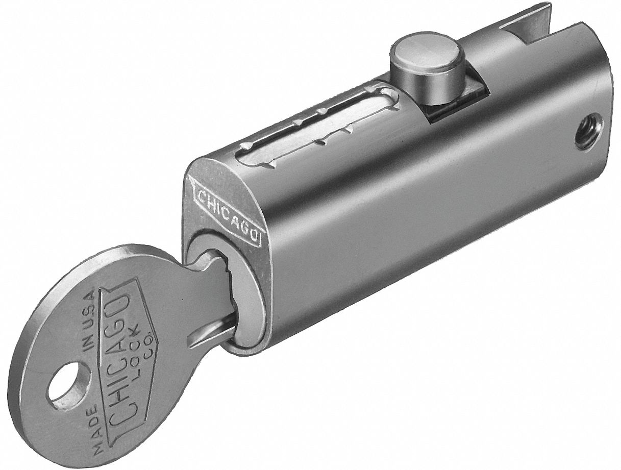 File Cabinet Locks: Keyed Different, 3/4 in Mounting Hole Dia., 1 3/4 in Body Thick, C5001LP