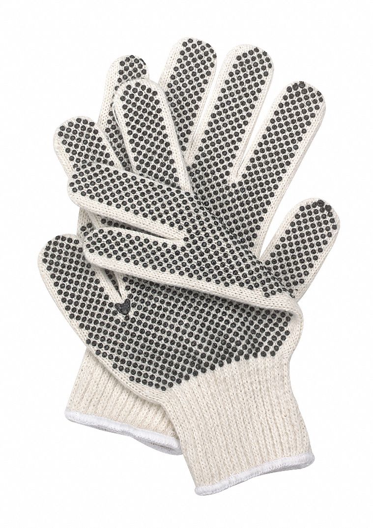 CONDOR Knit Gloves: L ( 9 ), Dotted, PVC, Full, Dotted, Cotton ( 7 ga ...