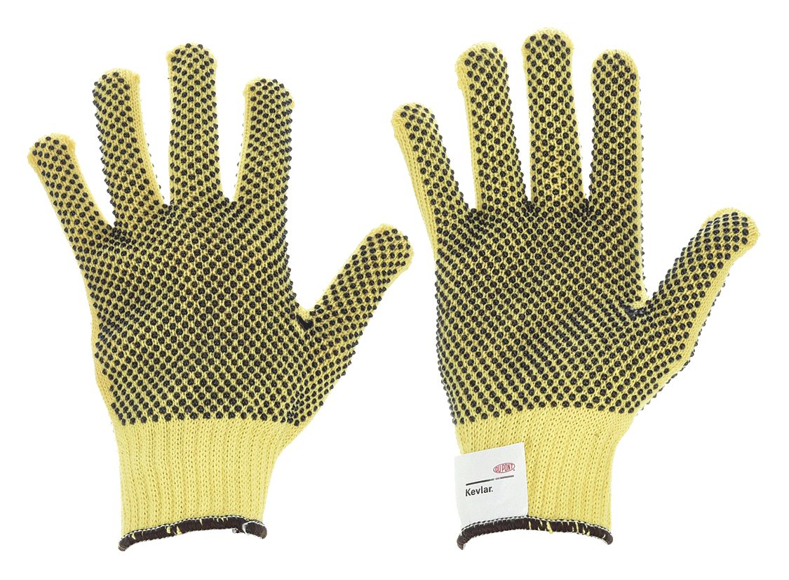 GANTS RÉSISTANTS AUX COUPURES,P(7),RÉSISTANCE AUX COUPURES DE NIVEAU A2 ANSI,PVC POINTILLÉ,KEVLAR,7GA