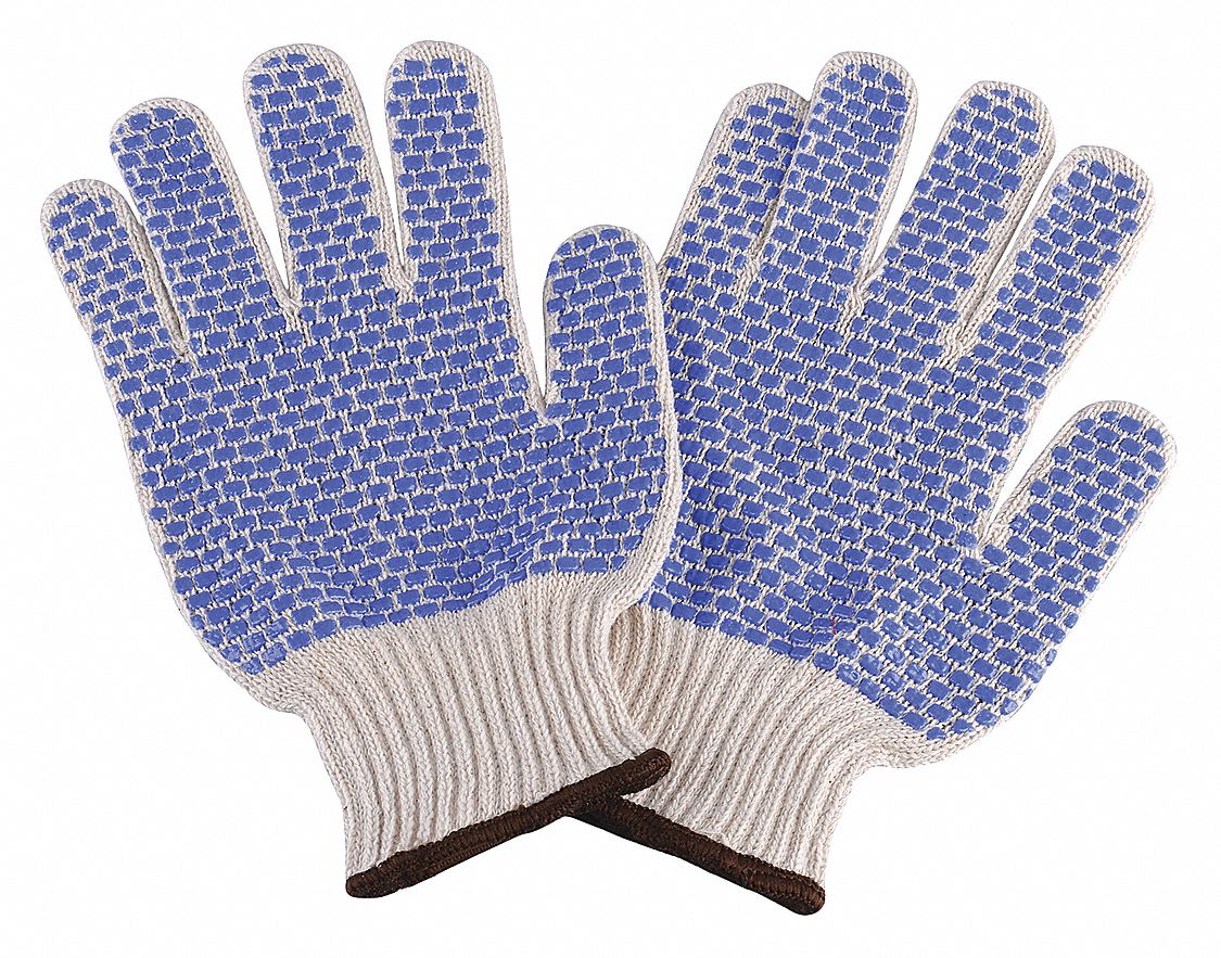 blue knit gloves