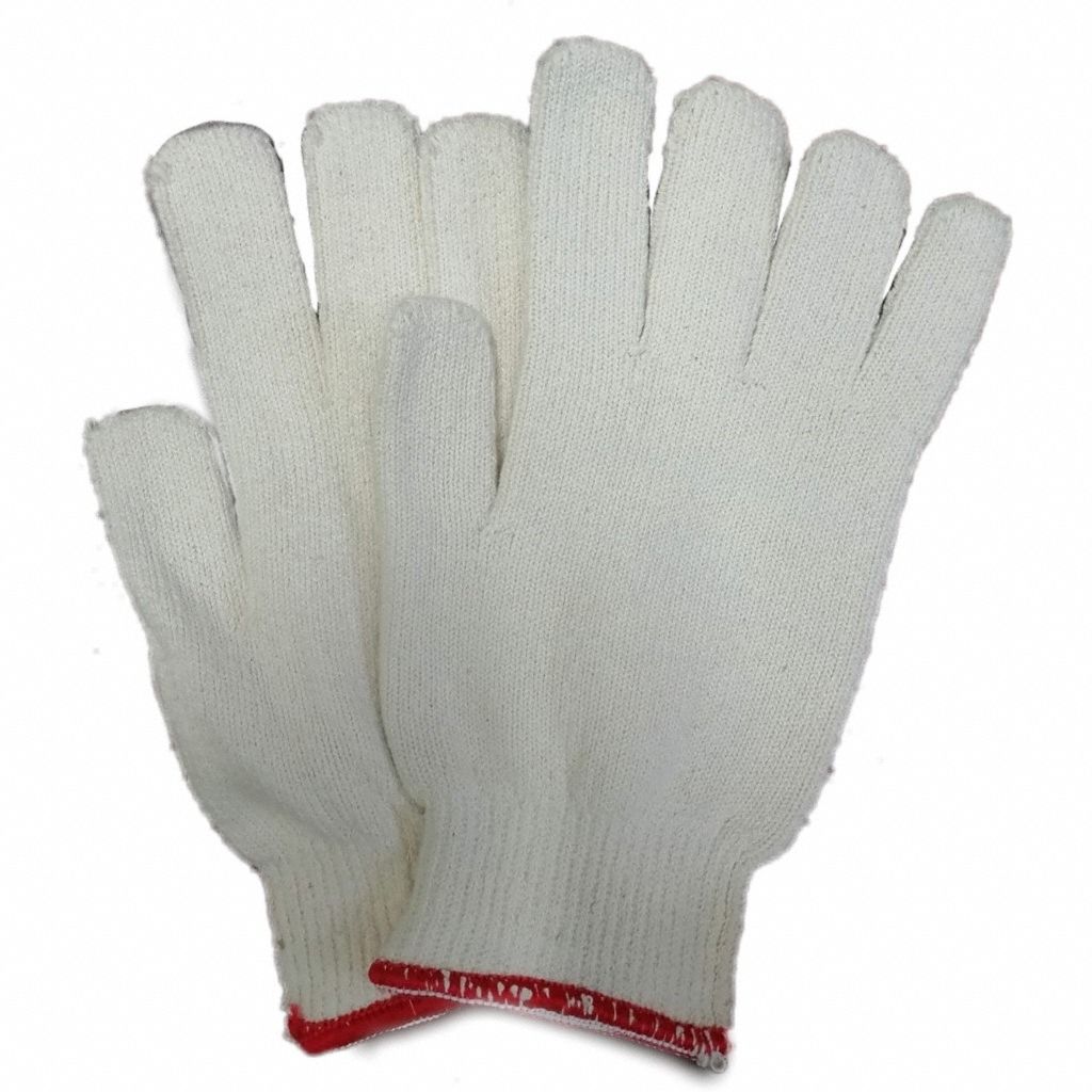 Knit Gloves: S ( 7 ), Glove Hand Protection, Uncoated, 250°F Max Temp, Cotton, White, 1 PR