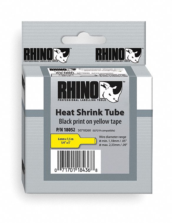 TUBE SHRINK HEAT YELLOW 1/2IN