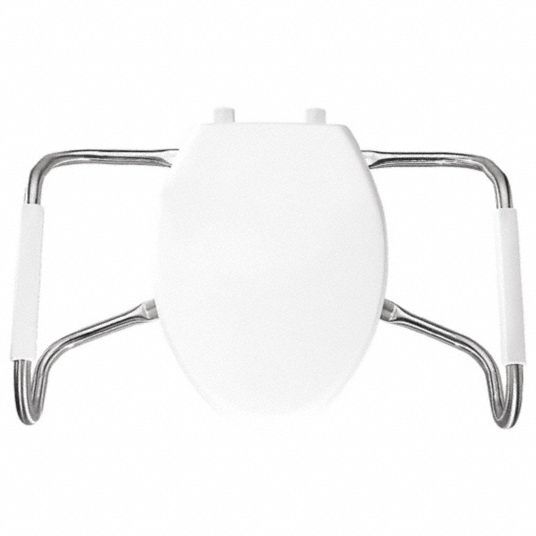 BEMIS Elongated, Safety Arm Toilet Seat Type, Open Front Type, Includes Cover Yes, White 5AU99