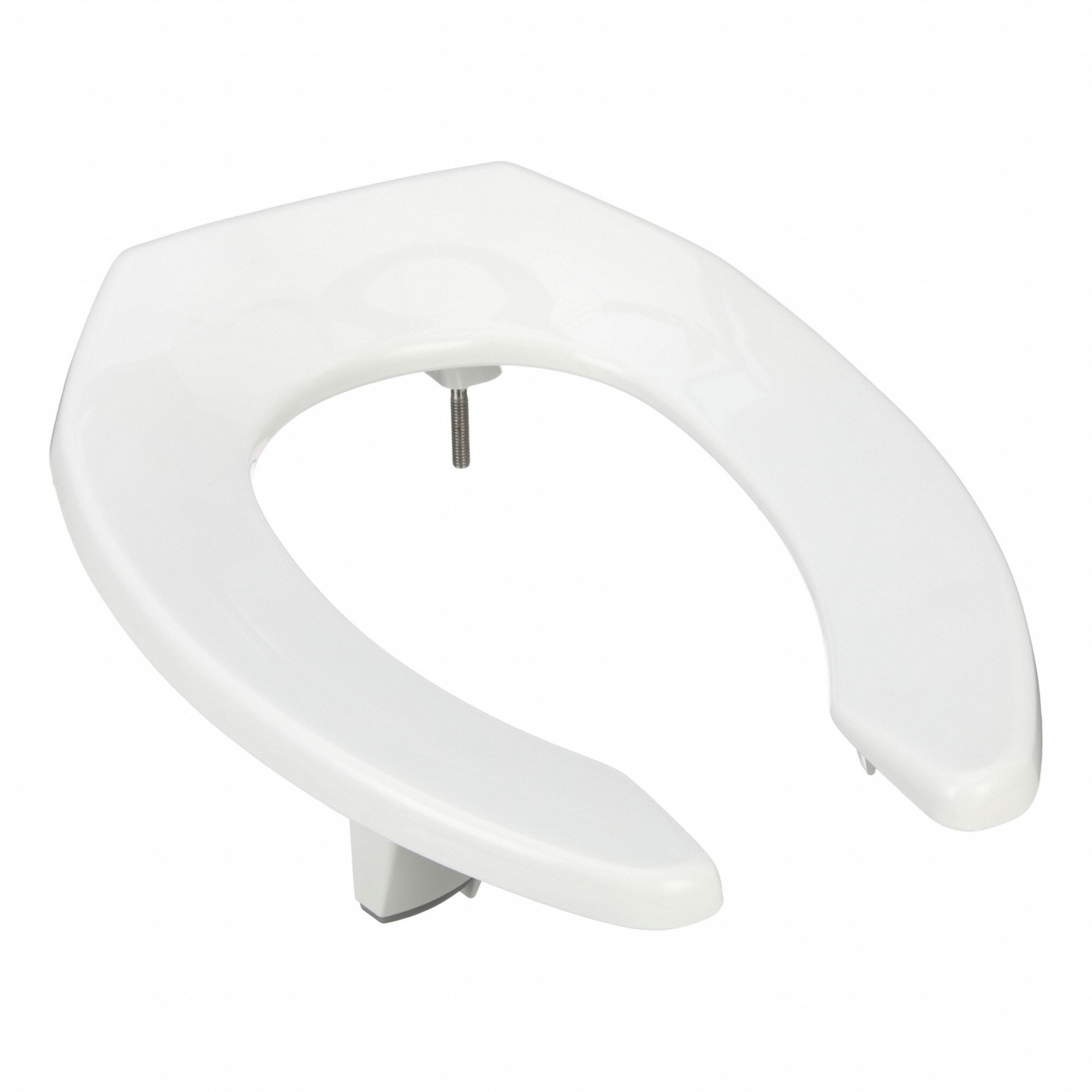 Toilet Seat: Open, Cover Not Included, Plastic/Stainless Steel, External Check, 4 5/16 in Seat Ht