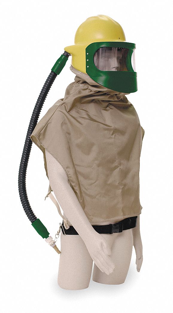 RESPIRATOR WITH CAPE, MEDIUM, 28 IN, TAN, NIOSH, FOR USE WITH AIR AMBIENT PUMPS