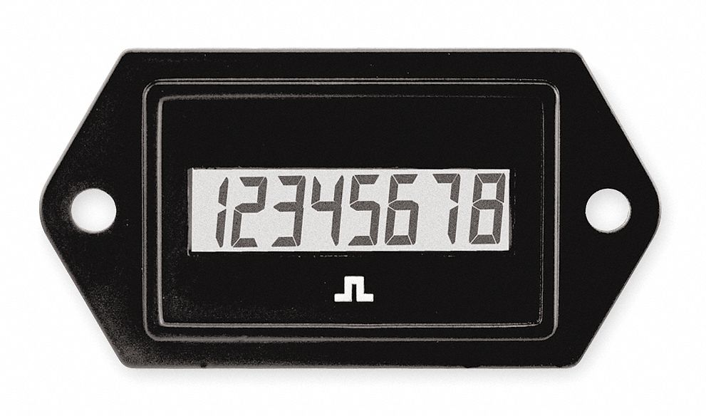 Electronic Counter, Number of Digits 8, 0.28 in Black Numbers, LCD