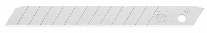 Snap-Off Blade: 3 3/8 in Blade Lg, 3/8 in Blade Wd, 0.02 in Blade Thick, 13 Segments, 10 PK