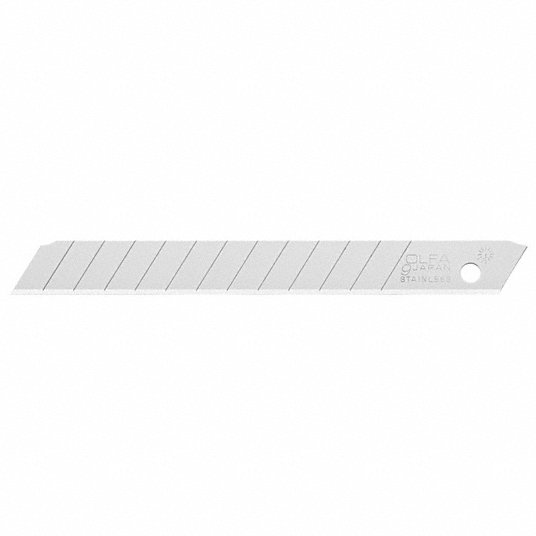 Snap-Off Blade: 3 3/8 in Blade Lg, 3/8 in Blade Wd, 0.02 in Blade Thick, 13 Segments, 10 PK