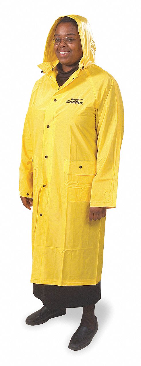 Condor 5AD49 XL Yellow PVC Rain Coat with Detachable Hood