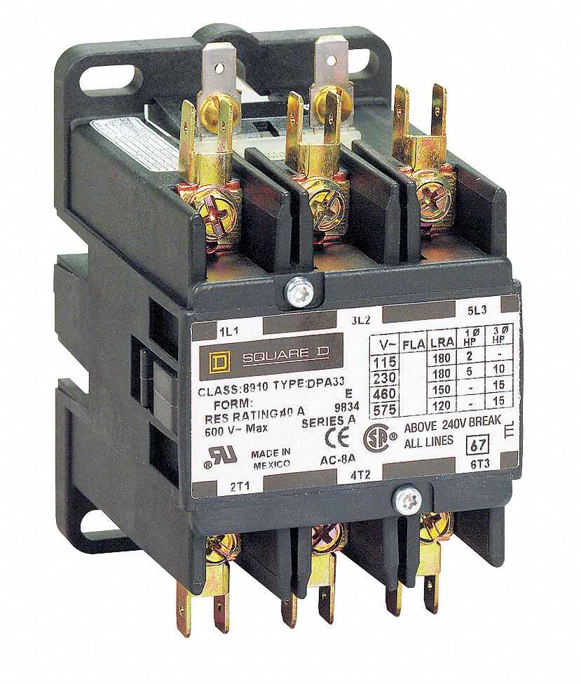 SQUARE D 8910DPA33V06 480VAC NonReversing Definite Purpose Contactor