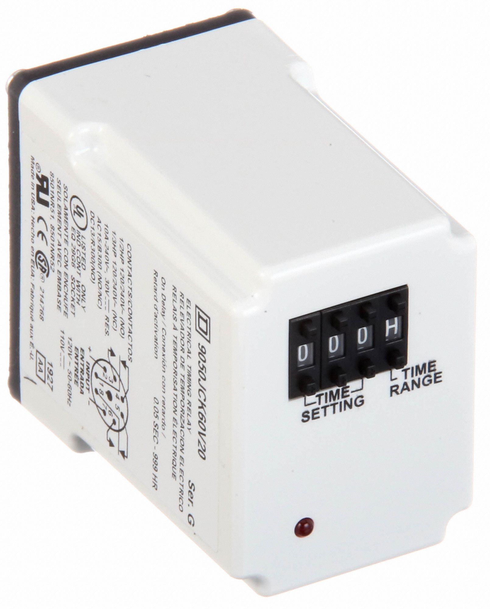 SQUARE D Single Function Timing Relay, 120V AC, 10A 120/240V, 8 Pins