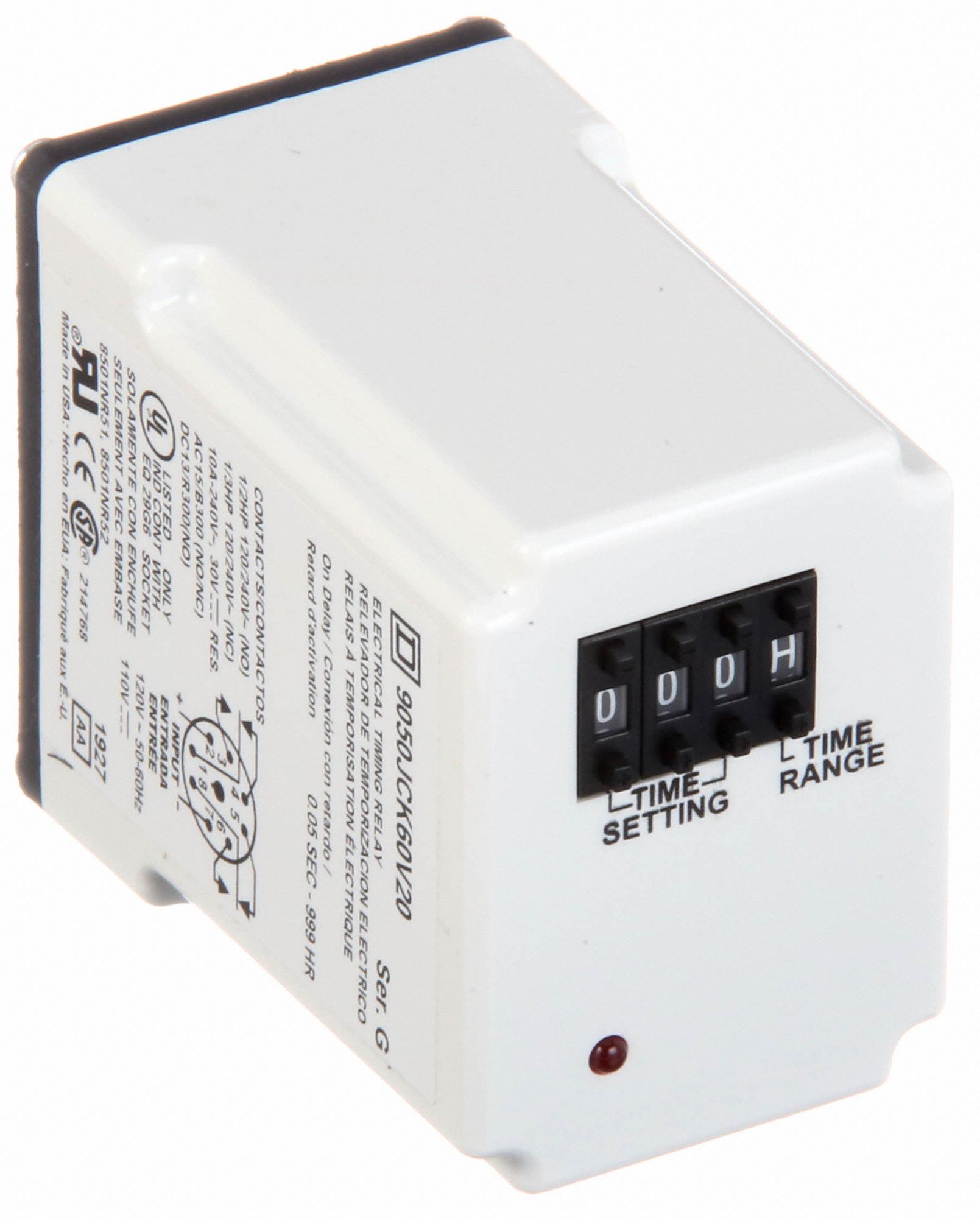 SQUARE D Single Function Timing Relay, 120V AC, 10A @ 120/240V, 8 Pins ...