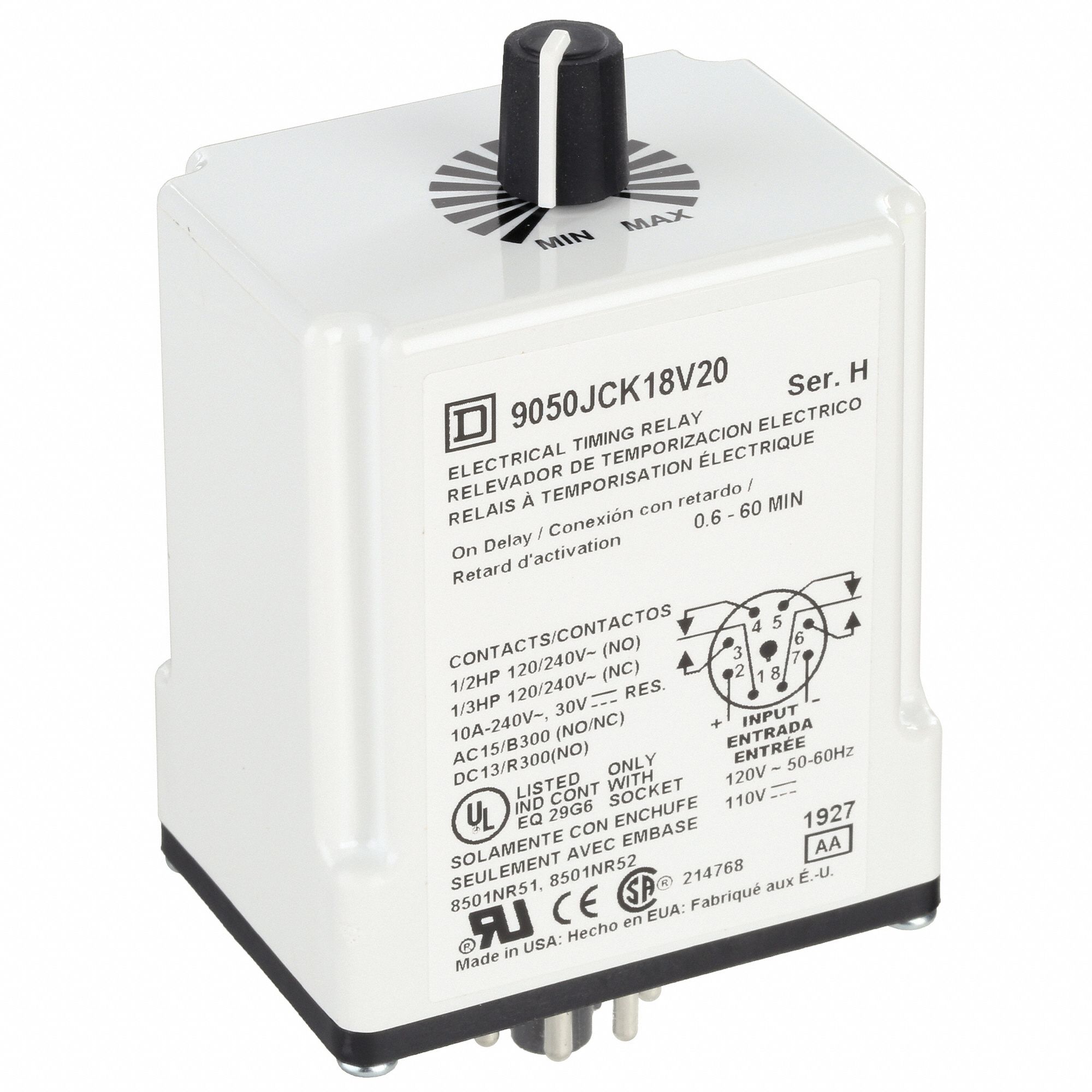 SCHNEIDER, Socket Mounted, 120V DC, Single Function Time Delay Relay