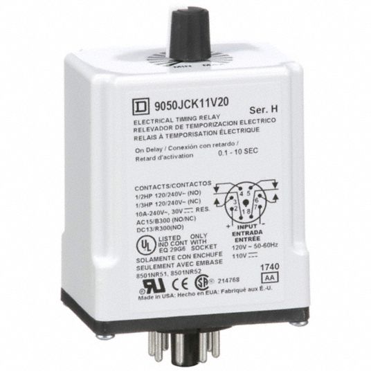 Relé Temporizador Elect. OFF-Delay, 230Vac 10-120 Seg. 5 Amp