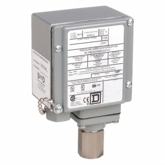 SQUARE D Pressure Switch: 90 to 2900 psi, 170 to 560 psi, 1-Port 1/4-18 in  FNPT, SPDT, 10A @ 480V