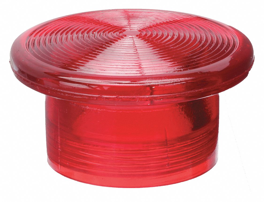 Mushroom Head: 30 mm Panel Size, Illuminated, Metallic, Red