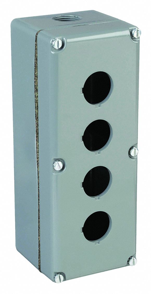 PUSH BUTTON ENCLOSURE, 30 MM, 4 HOLES, ALUMINUM, NEMA 1/12/13/3/4/6