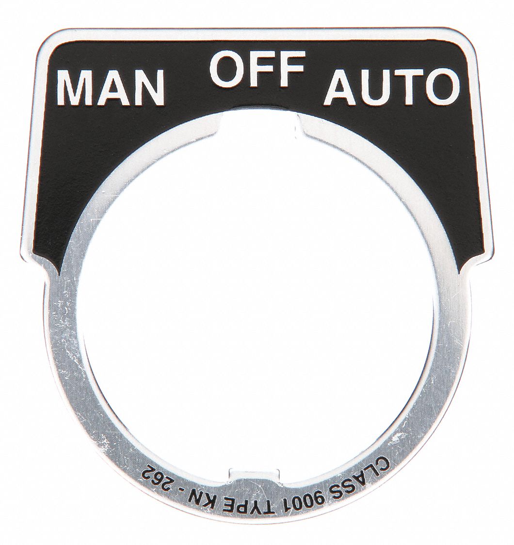 Legend Plate: 30 mm Panel Mounting Size, Half-Round, 1 3/4 in Overall Ht x 1 5/8 in Overall Wd