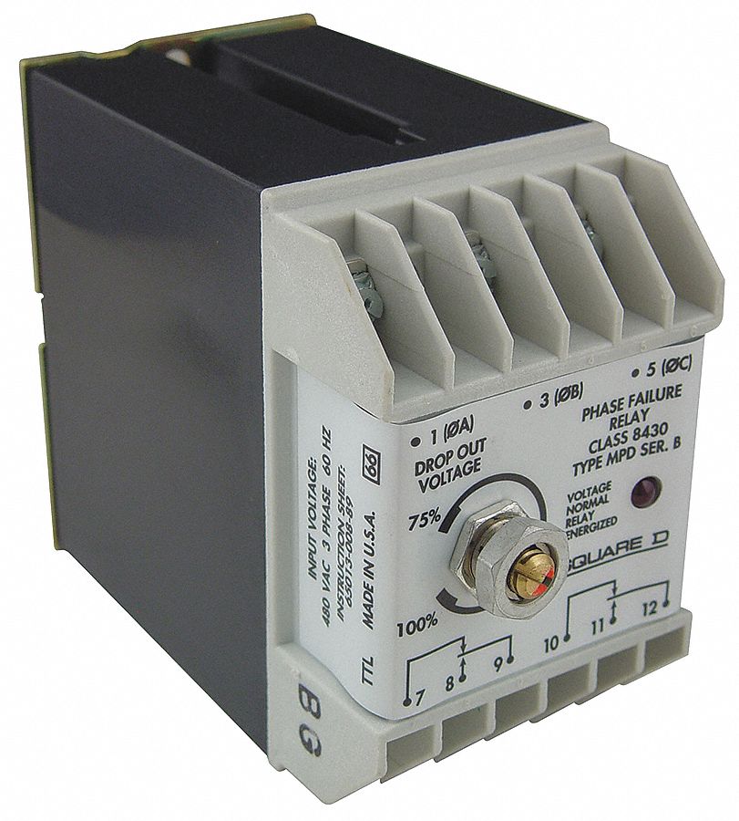 Voltage Sensing Relay, 480V AC, DPDT Grainger