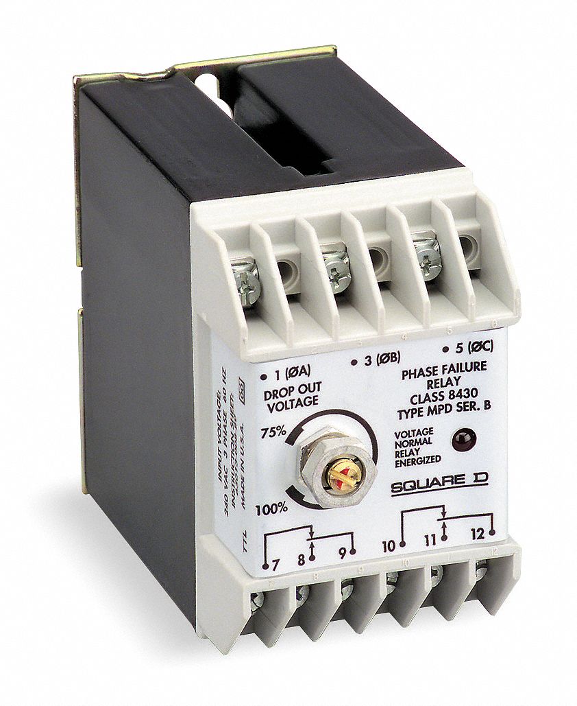 SCHNEIDER ELECTRIC Phase Failure Relay - 5B590|8430MPDV24 - Grainger