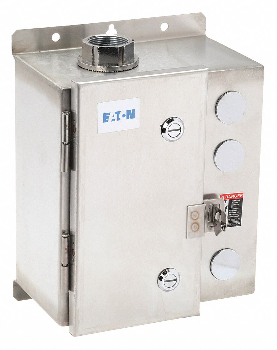 NEMA Magnetic Motor Starter: Non-Reversing, 3 Poles, NEMA Size 00, 9 A, 480V AC Coil