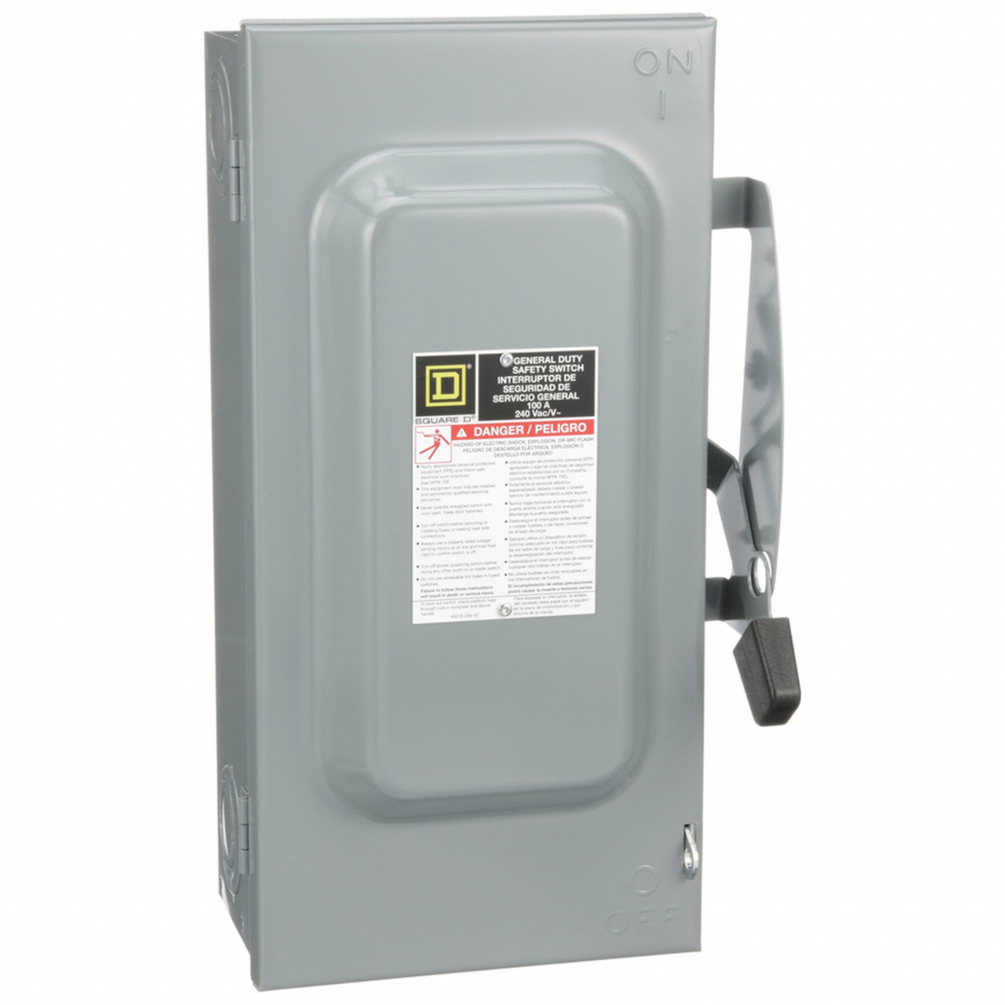 Safety Switch: Fusible, 100 A, Single Phase, 240V AC, Galvanized Steel, Indoor