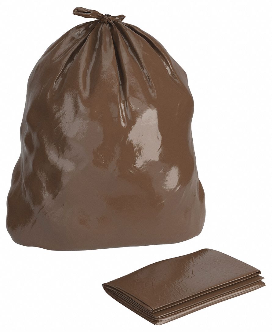 Recycled Trash Bags: 60 gal Capacity, 75 lb Max. Load, 38 in Overall Wd, 38 in x 60 in