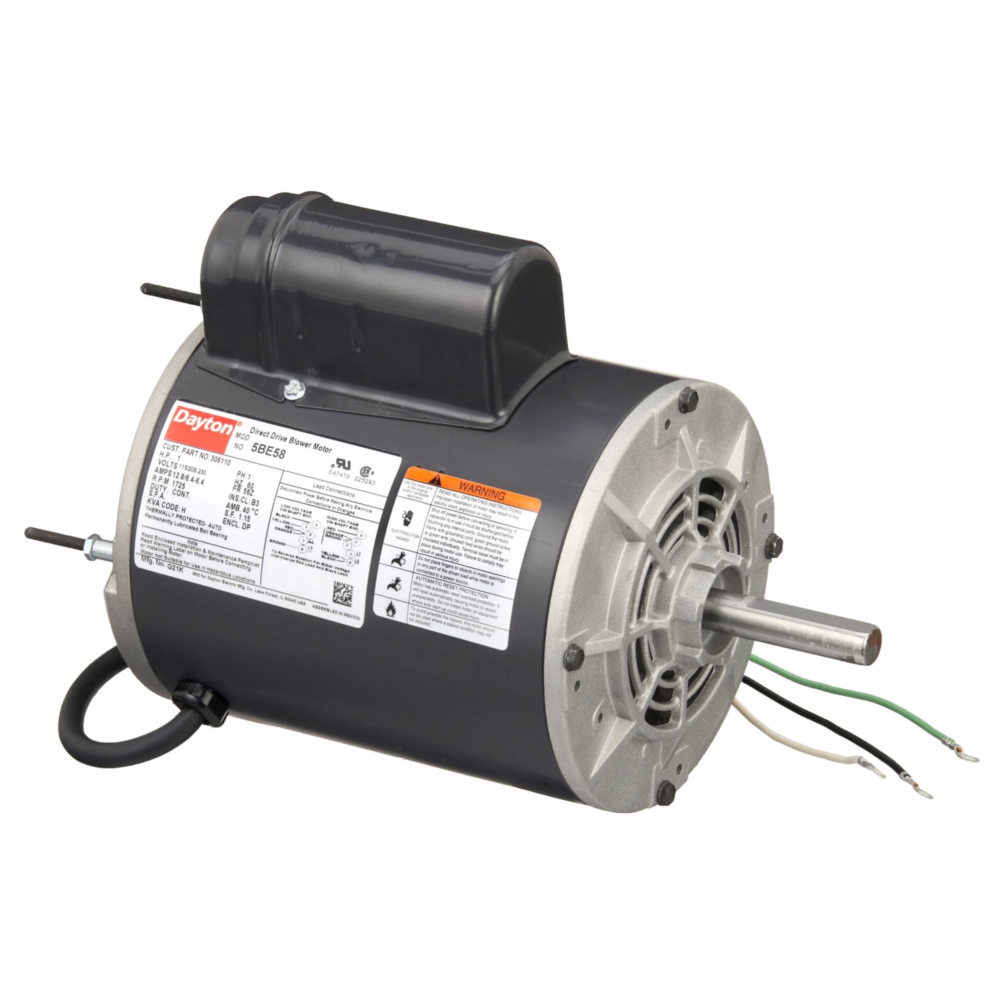 DAYTON, 1 Speed, Open Dripproof, Direct Drive Blower Motor