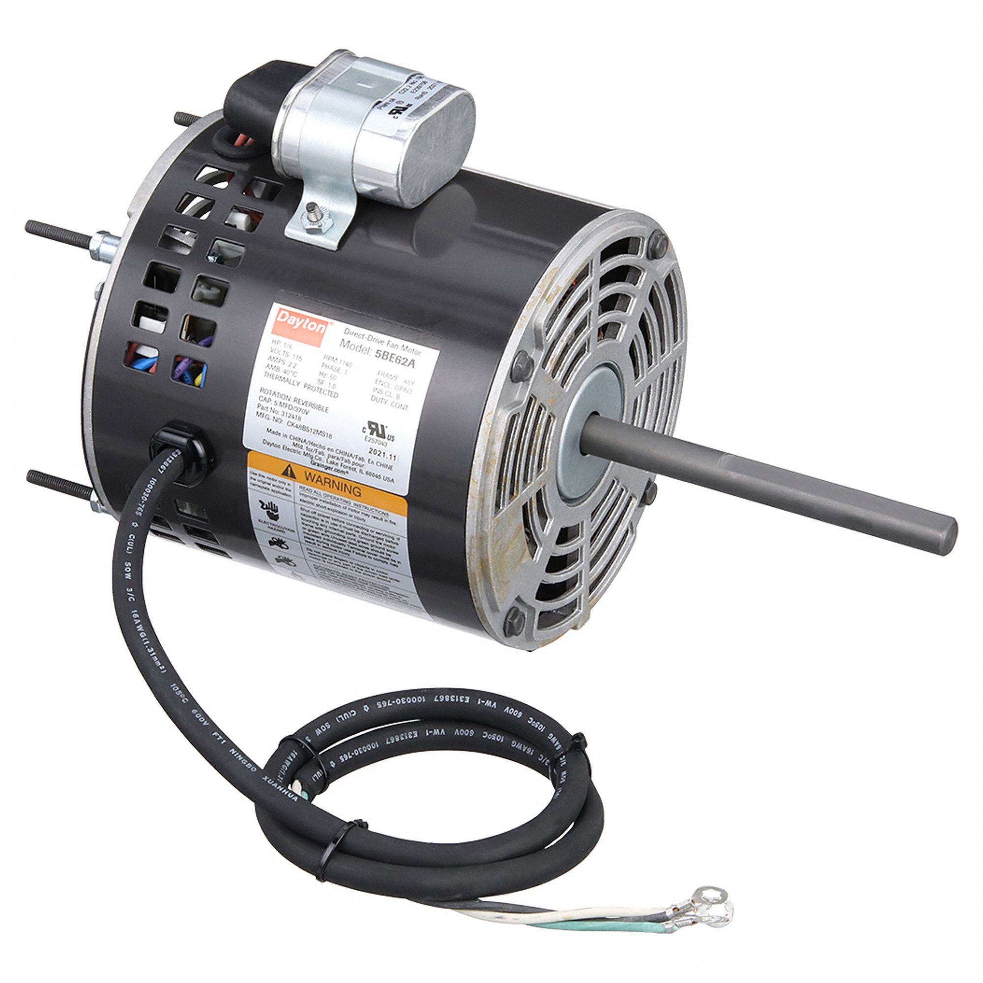 MOT,PSC,1/6HP,1140RPM,115V,48Z,OAO