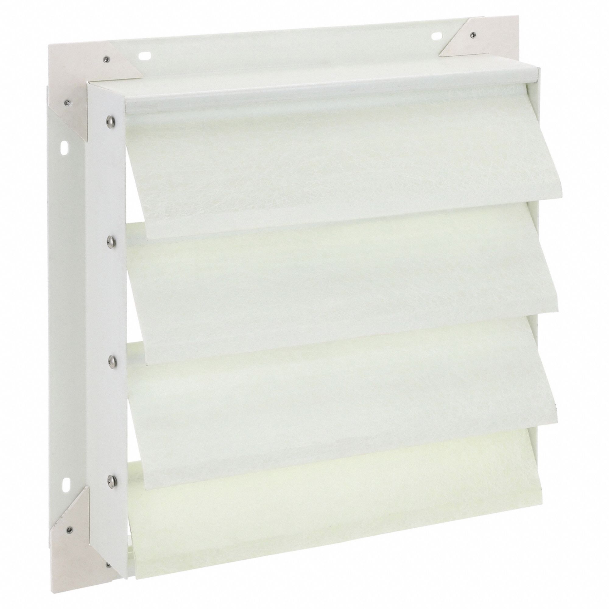 19"H-W 6.5"L Fiberglass Backdraft Damper: For 16 in Fan, Single Panel, 19 in H, 19 in W, 3 in D