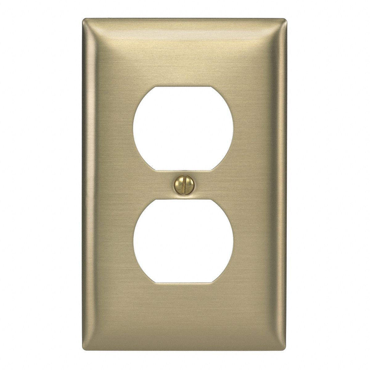 DUPLEX RECEPTACLE WALL PLATE, DUPLEX OUTLET, BRASS, 1 OUTLET OPENING, 0 SWITCH OPENINGS