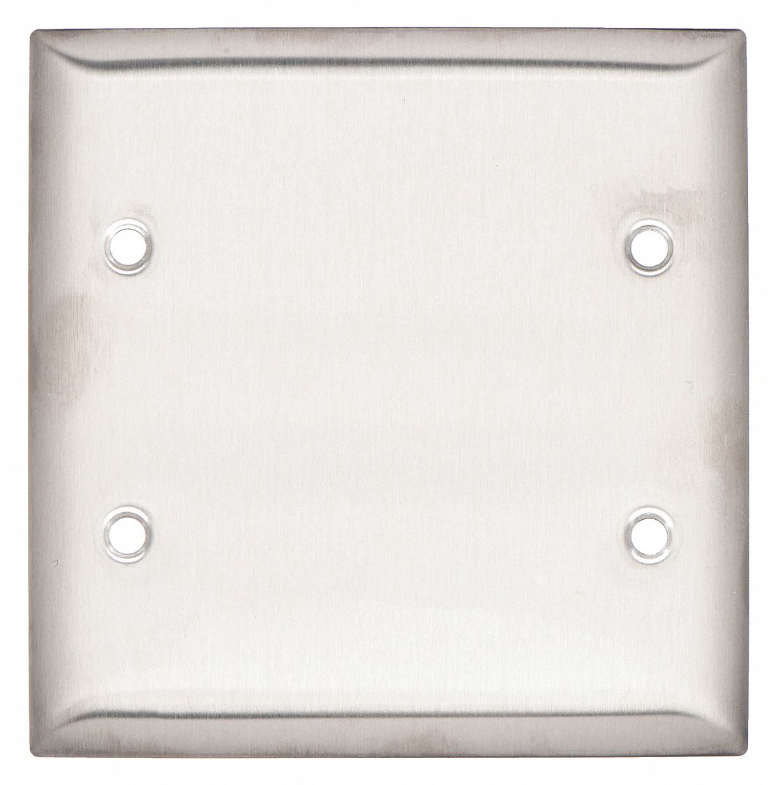 BLANK BOX MOUNT WALL PLATE, BLANK, STAINLESS STEEL, SILVER, 0 OUTLET OPENINGS, 0 SWITCH OPENINGS