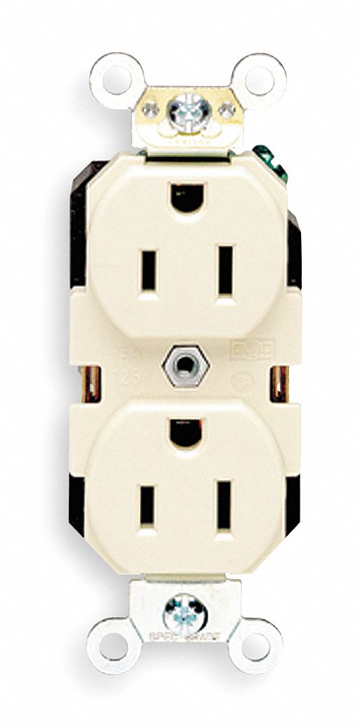 RECEPTACLE, DUPLEX, IVORY, 3W 2P 15 AMP, 125V