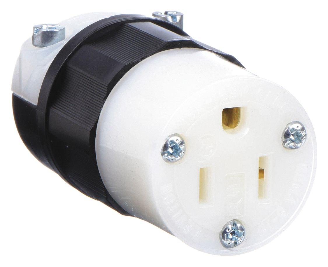 CONNECTOR 15A 125V 2P3W BLK/WHT