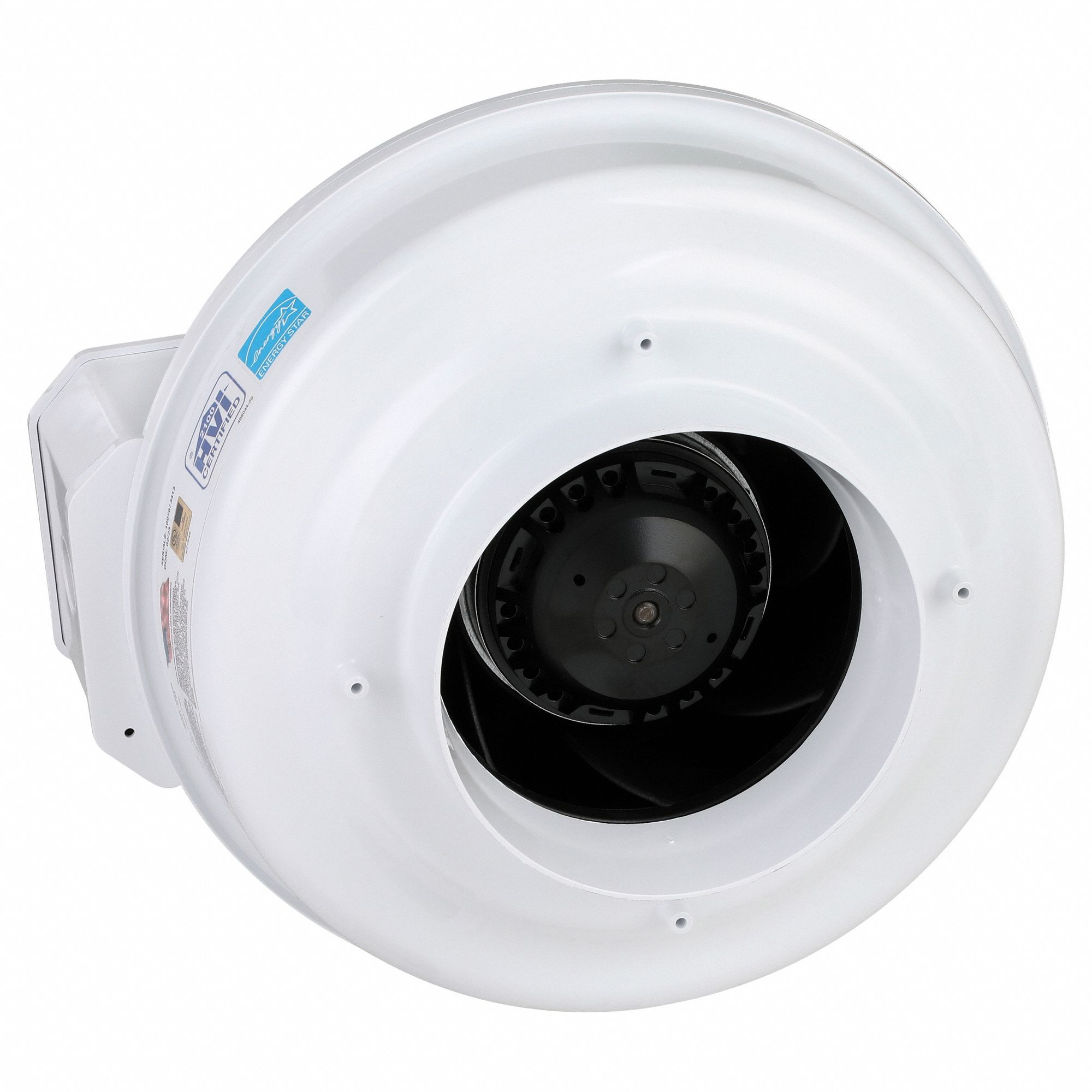 IN-LINE DUCT FAN, 327 CFM MAX, 6 IN DUCT, 68 W, 120V AC, 1 PH, IP44, THERMOPLASTIC