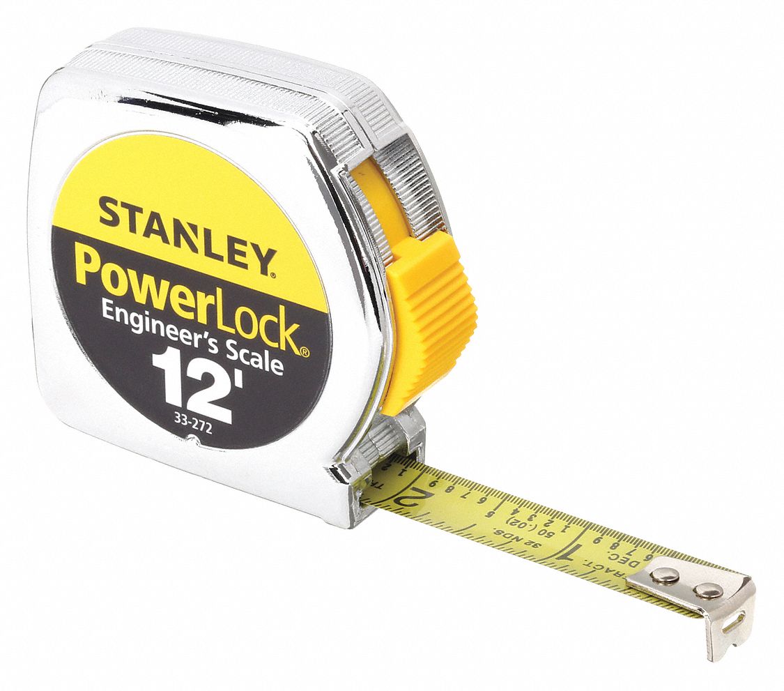 Stanley Tape Rule 12 ft Length 0.5 Width - 1/16 Graduations - Imperial  Measuring System - Plastic - 1 Each - Yellow