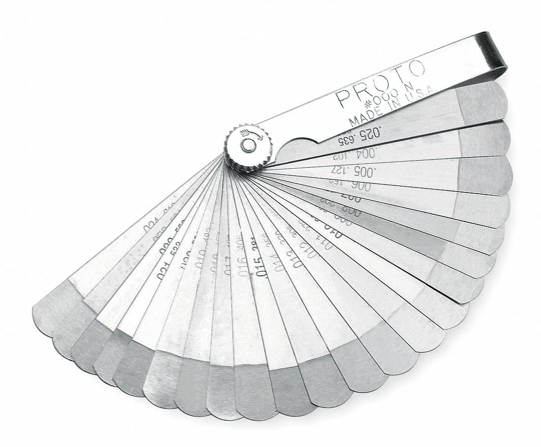 PROTO StepCut Feeler Gauge Set Inch, 22 Feeler Blades, 0.004 in to 0.