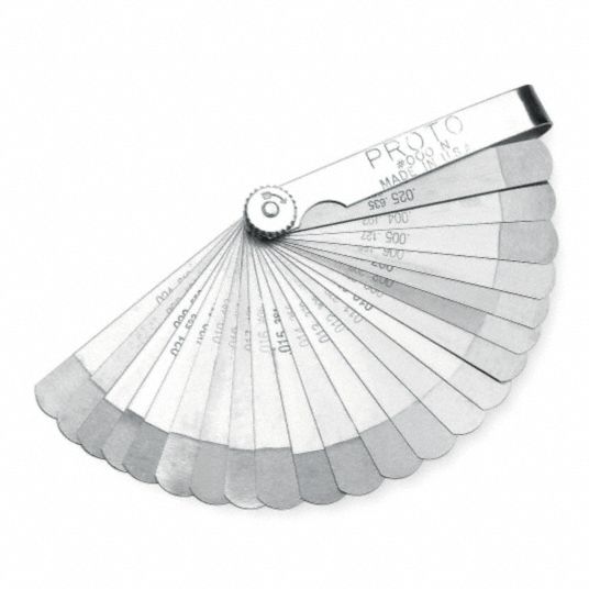 PROTO StepCut Feeler Gauge Set Inch, 22 Feeler Blades, 0.004 in to 0.
