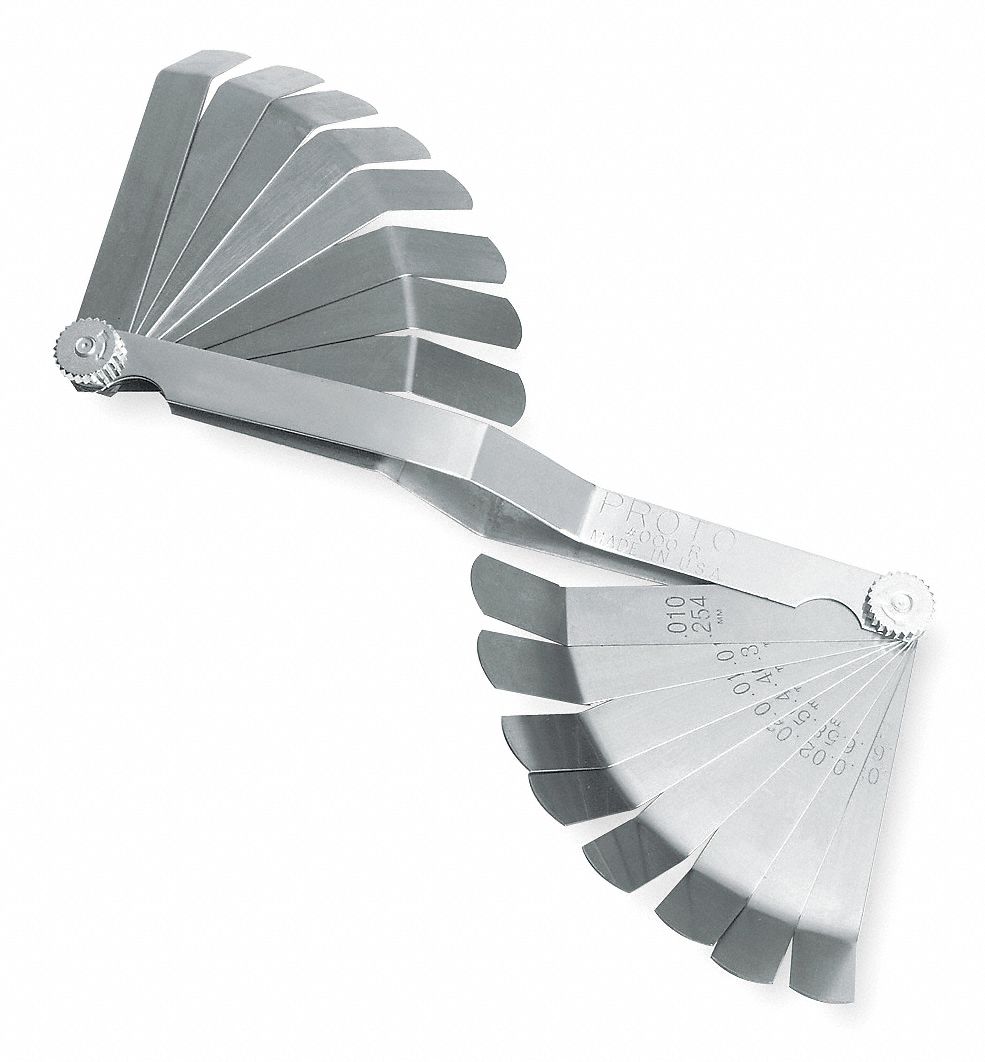 PROTO Bent Feeler Gauge Set, Thickness Range 0.009 in to 0.027 in