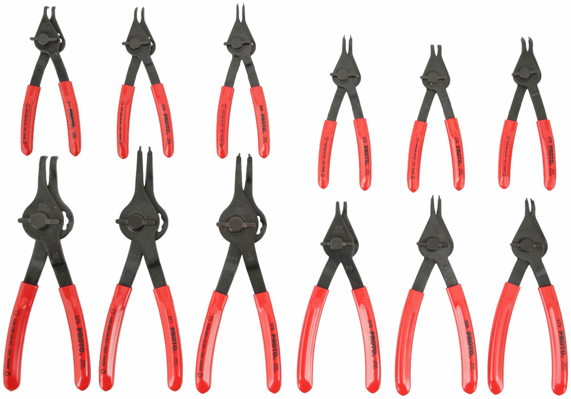 PROTO Retaining Ring Plier Set Convertible, For 3/8 in to 3 in Bore