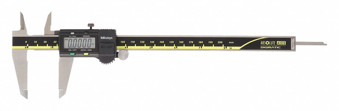 4-WAY DIGITAL CALIPER, 0 IN TO 8 IN/0 TO 20MM RANGE, +/-01 IN ACCURACY, CABLED, 4-WAY