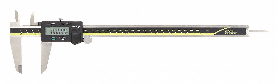 4-Way Digital Caliper: 0 in to 12 in /0 mm to 300 mm, Inch/Metric, +/- 0.0015 in Accuracy