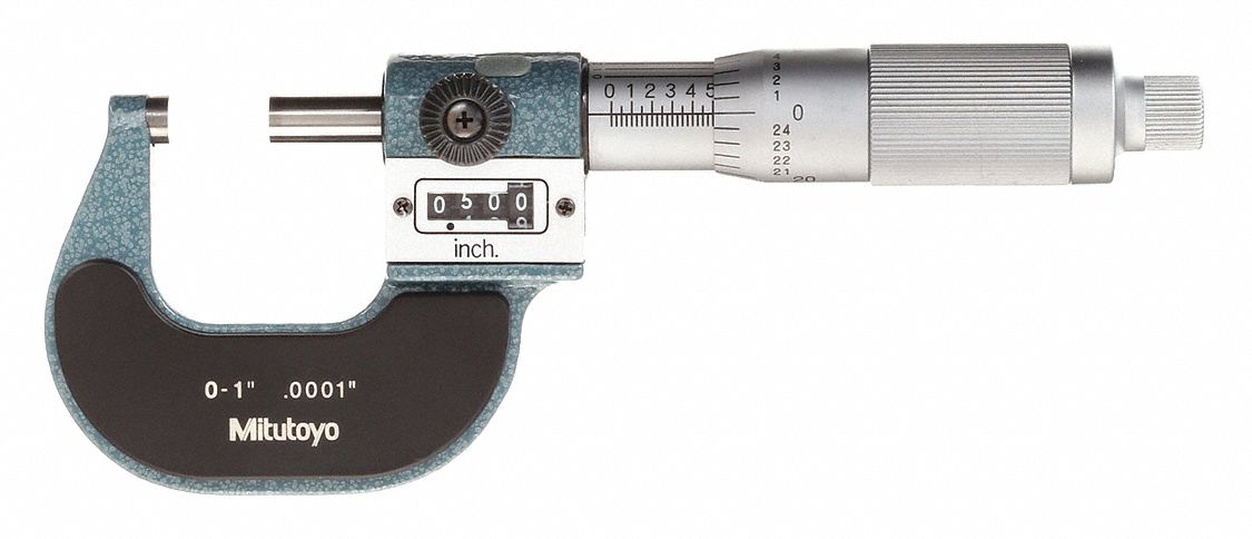 DIGIT COUNTER OUTSIDE MICROMETER, INCH, 0 IN TO 1 IN RANGE, +/-001 IN ACCURACY