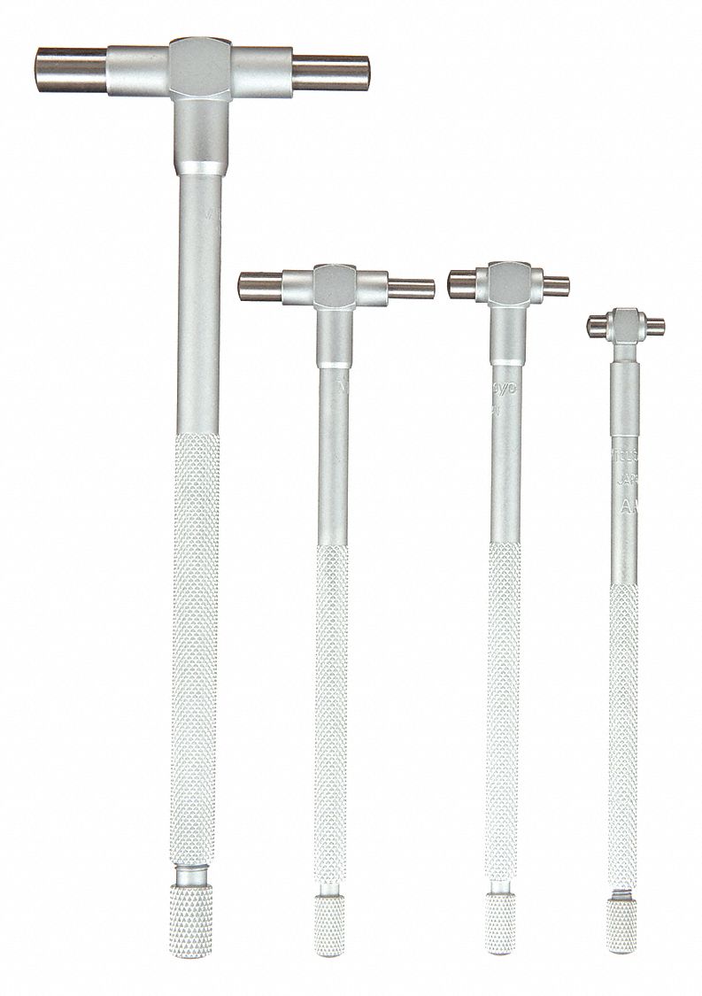 TELESCOPING GAUGE SET, 4 PIECES, 0.315 IN TO 2.126 IN RANGE, 5 IN MAX MEASURING DP