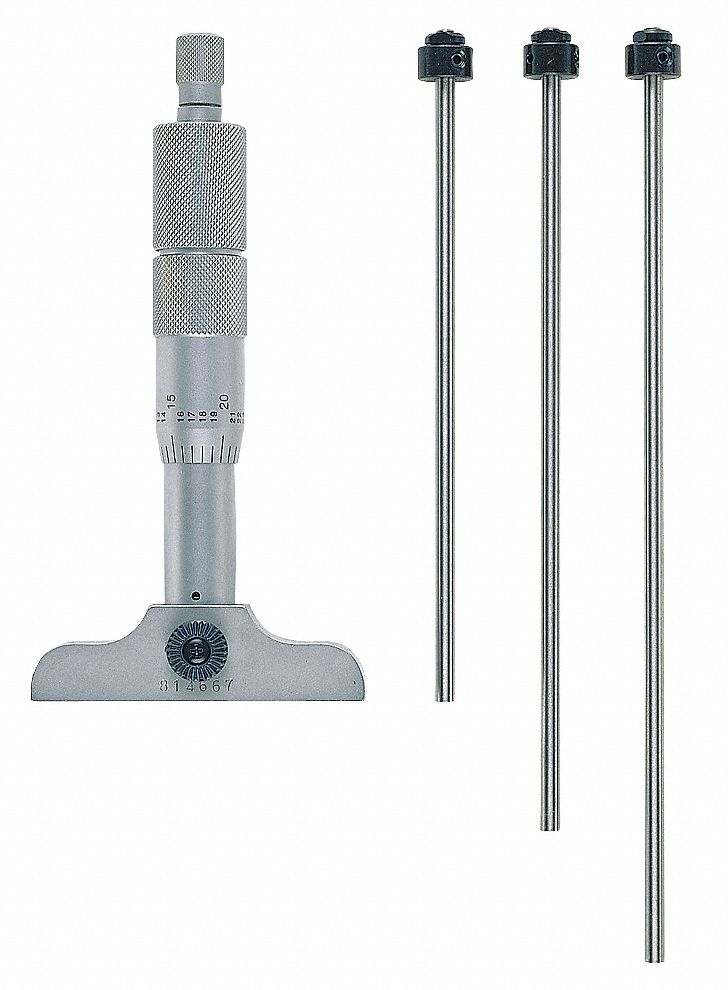 MITUTOYO Mechanical Depth Micrometer 0 in to 4 in Range, +/0.00015 in