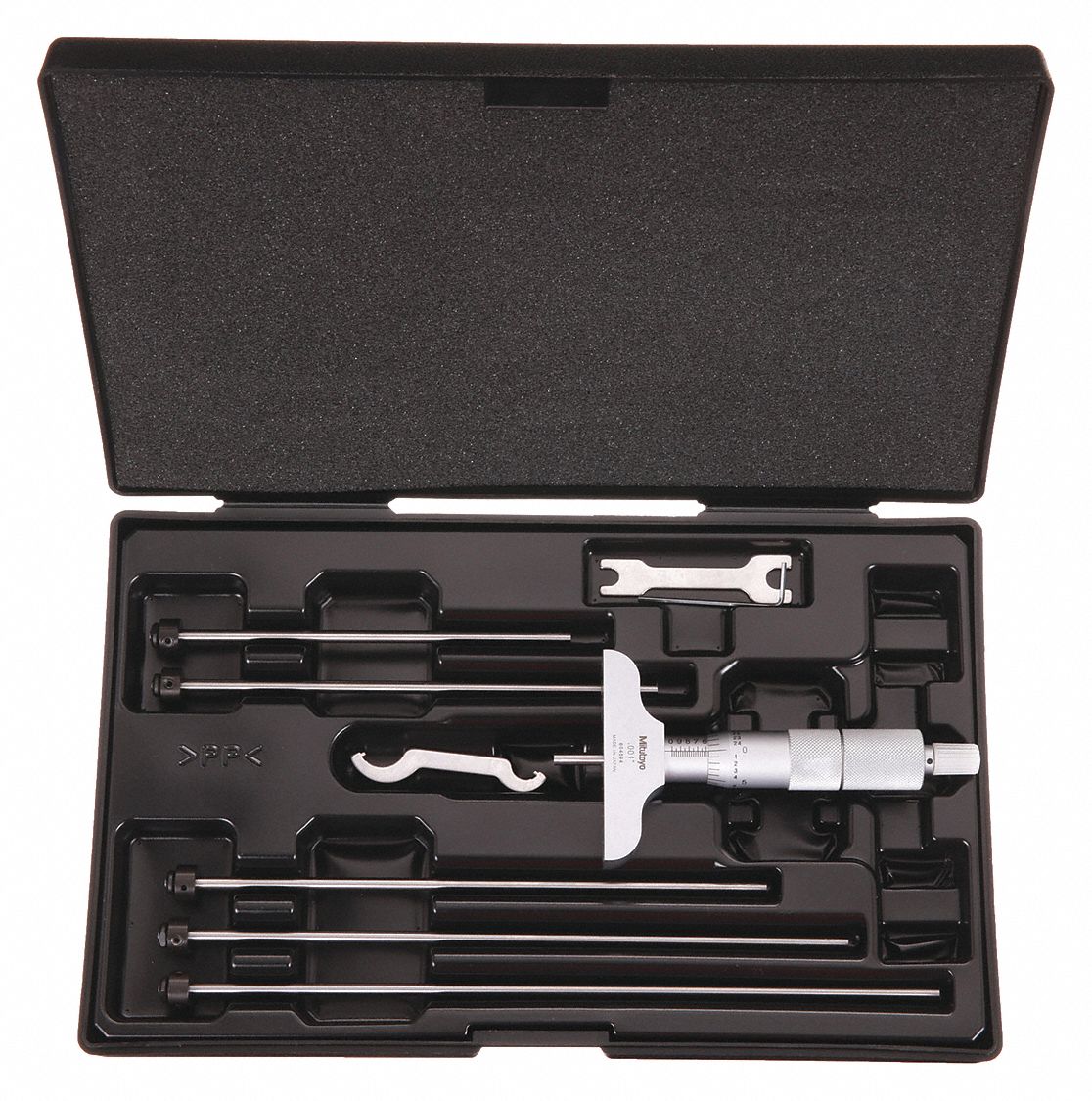MECHANICAL DEPTH MICROMETER, 0 IN TO 6 IN RANGE, +/-0015 IN ACCURACY, 2½ IN BASE L
