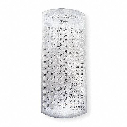 MITUTOYO Drill Bit Gauge Metric, 1 to 5.9 mm Range, 57 Holes, Steel