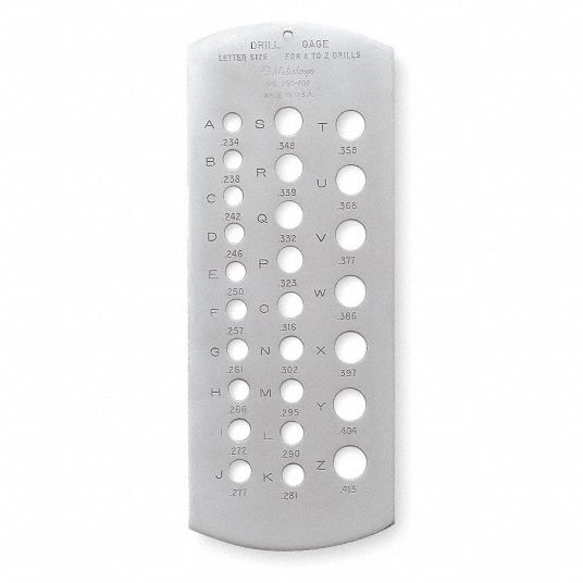 MITUTOYO Drill Bit Gauge, Range A to Z, Finish Satin Chrome, Material Hardened Steel 5C734950