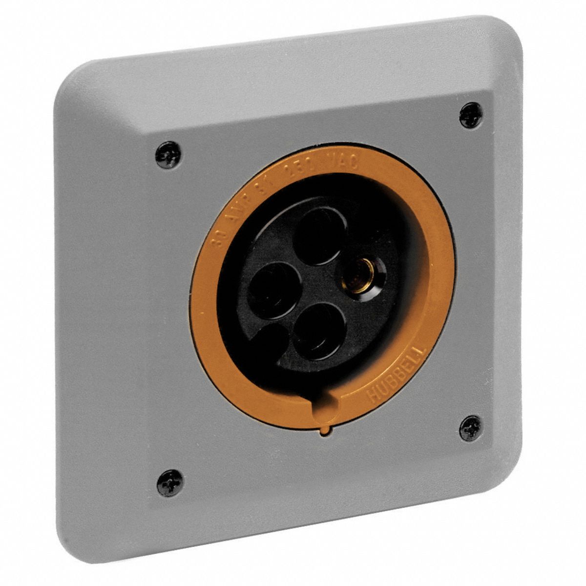 Pin and Sleeve Receptacle: 30 A, 250V AC, IEC Grounding, Orange, 3 Pole / 4 Wire Poles & Wires