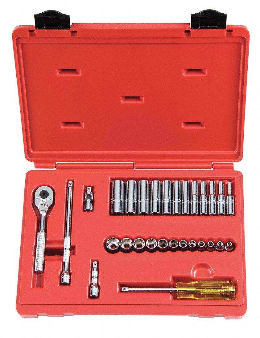 PROTO, 1/4 in Drive Size, 29 Pieces, Socket Wrench Set - 5C857